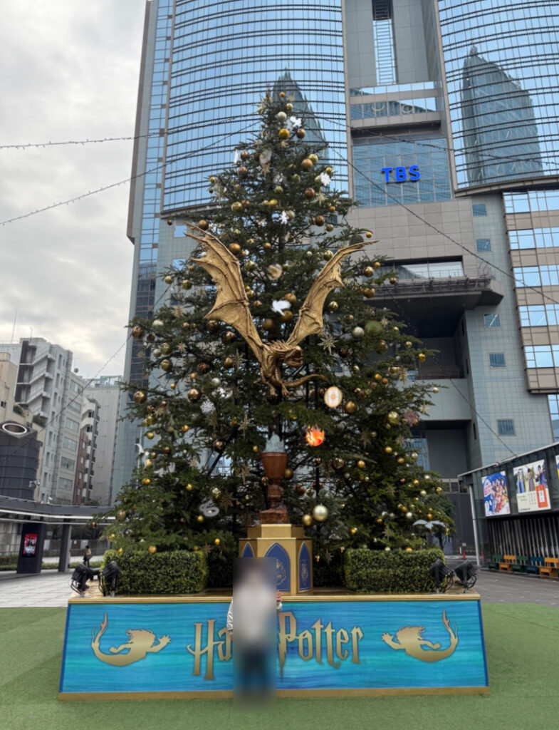 赤坂サカスに設置されたハリー・ポッターのクリスマスツリー